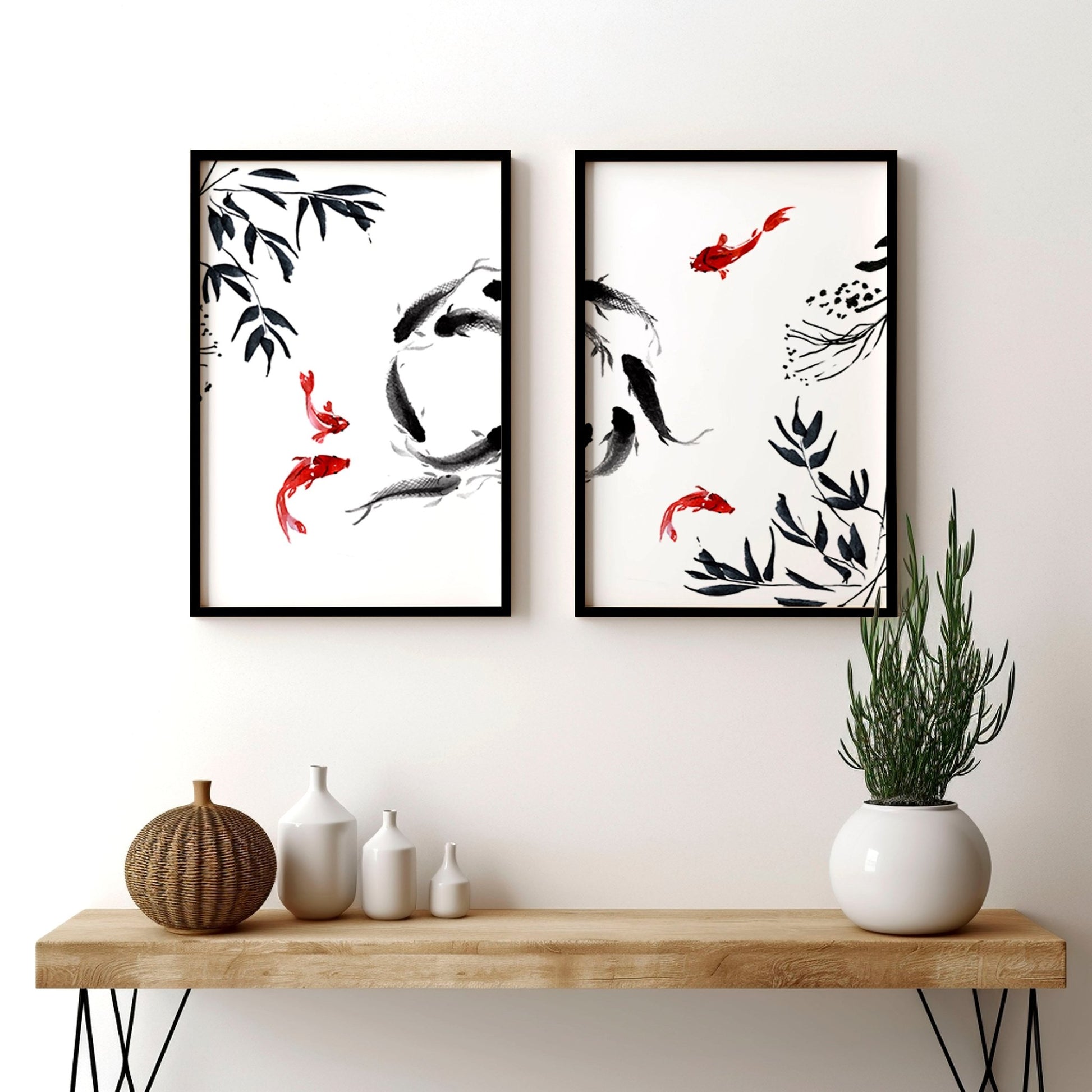 Japanese Koi wall art | set of 2 wall art prints - About Wall Art