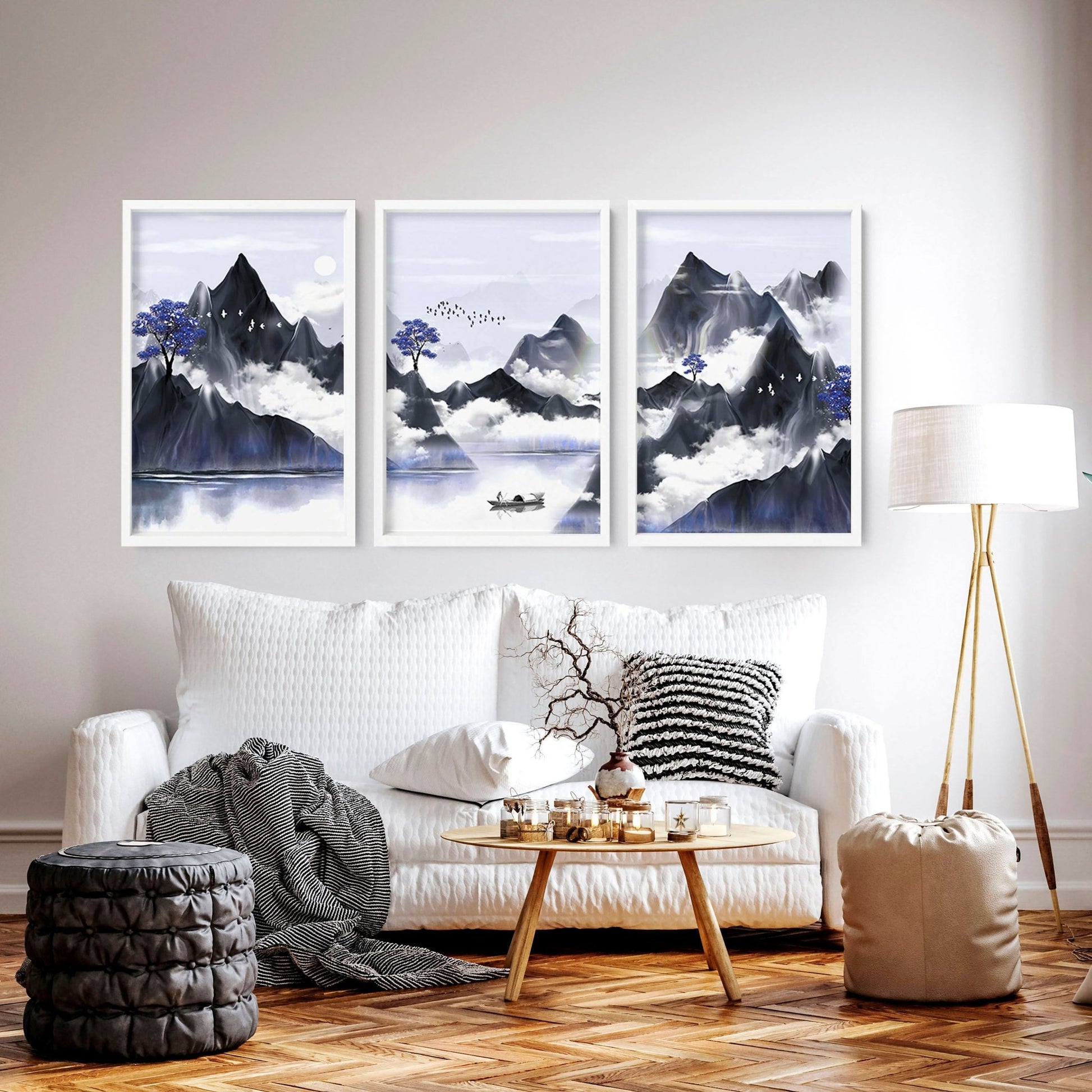 Japanese living room pictures for wall | set of 3 art prints - About Wall Art