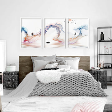Japanese minimalist art | set of 3 wall art prints for Bedroom - About Wall Art