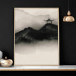 Japanese pagoda | set of 3 wall art for home office decor