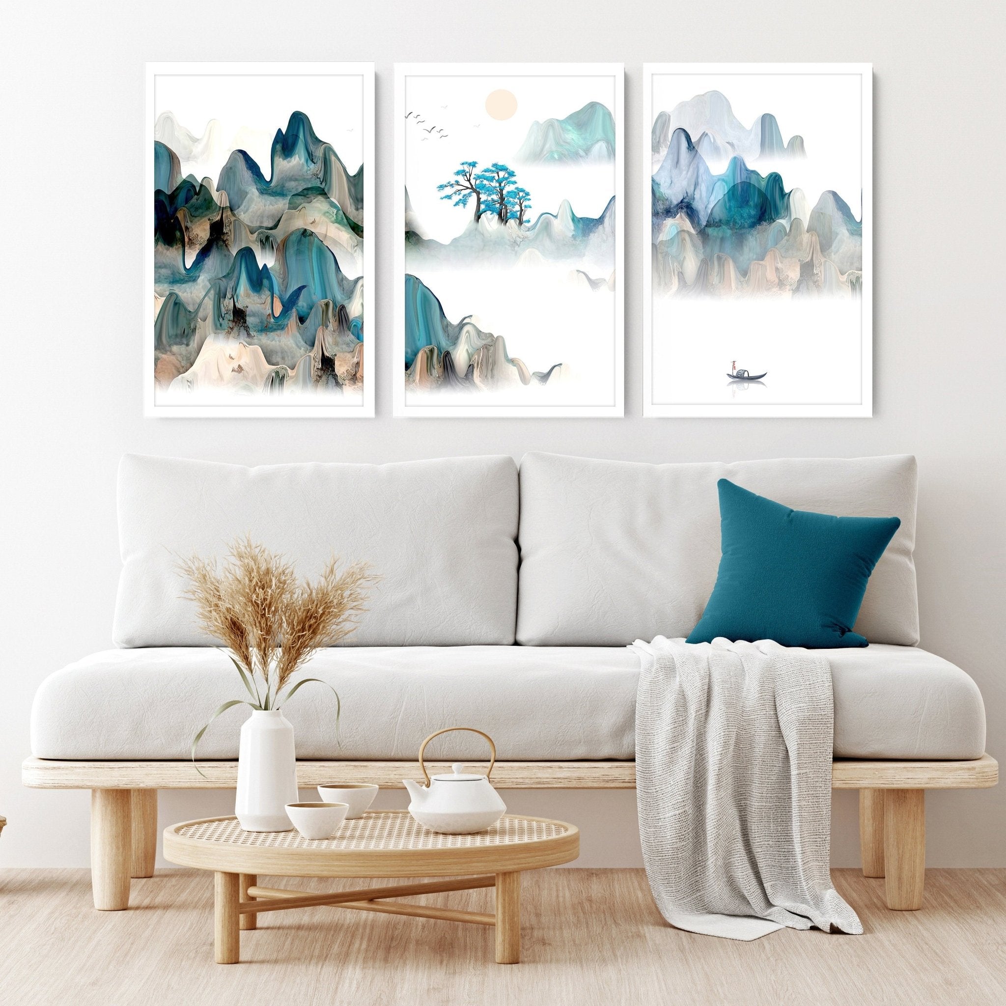 Japanese style decor | set of 3 wall art prints for living room - About Wall Art
