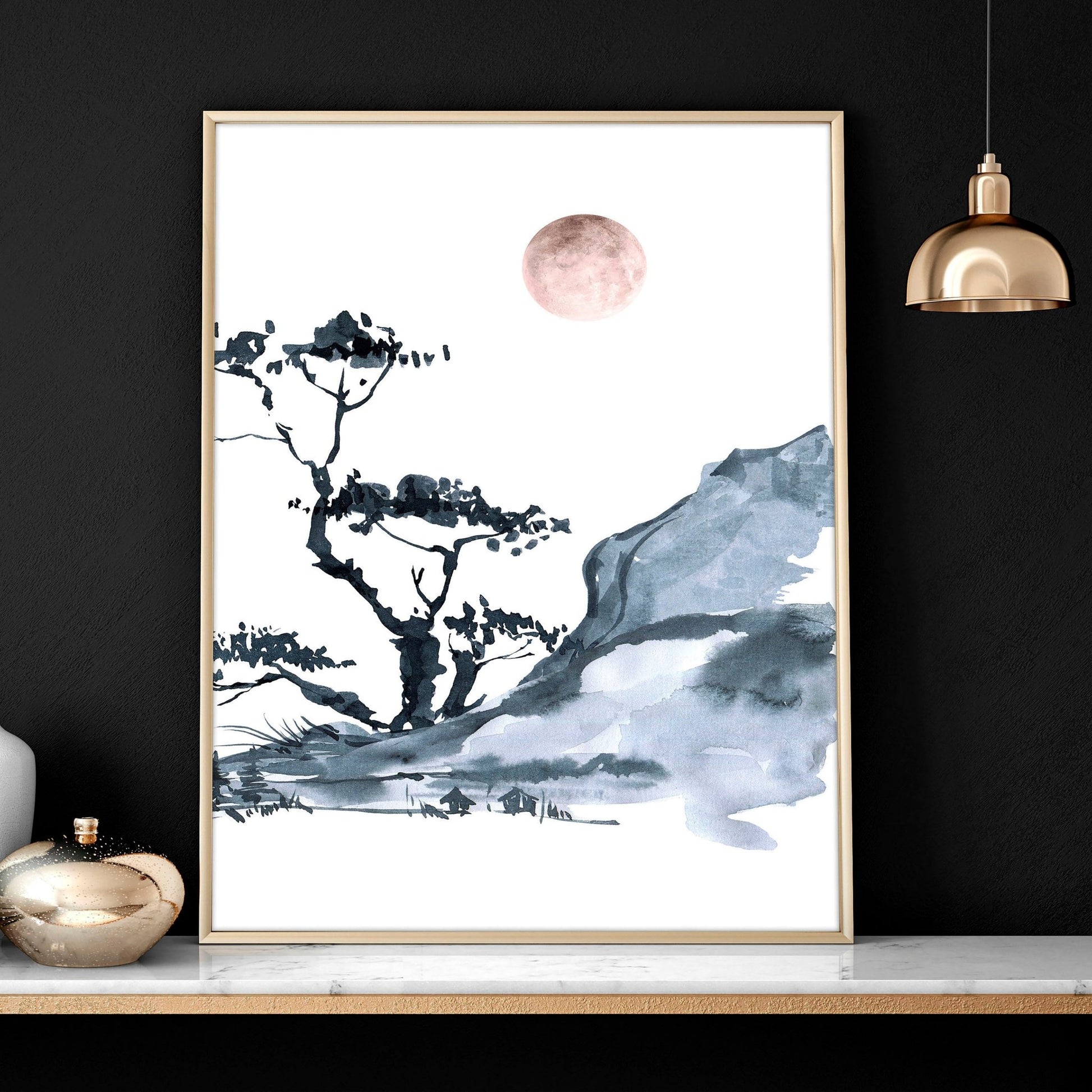 Japanese landscape painting | set of 3 Bedroom wall art