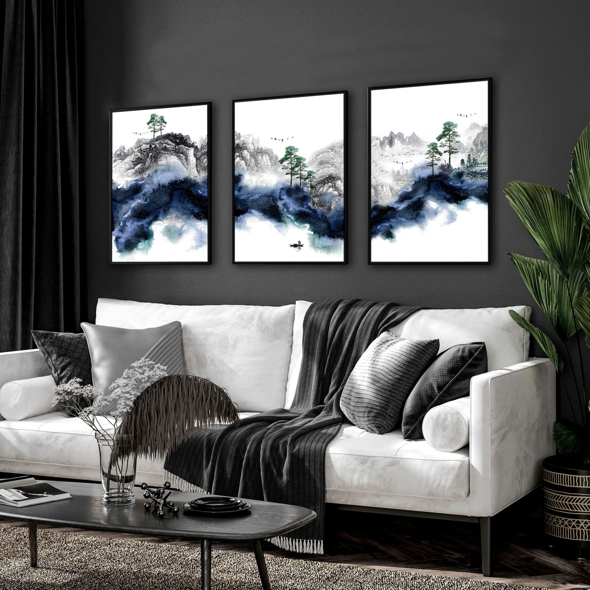 Japanese wall picture for living room | set of 3 art prints - About Wall Art