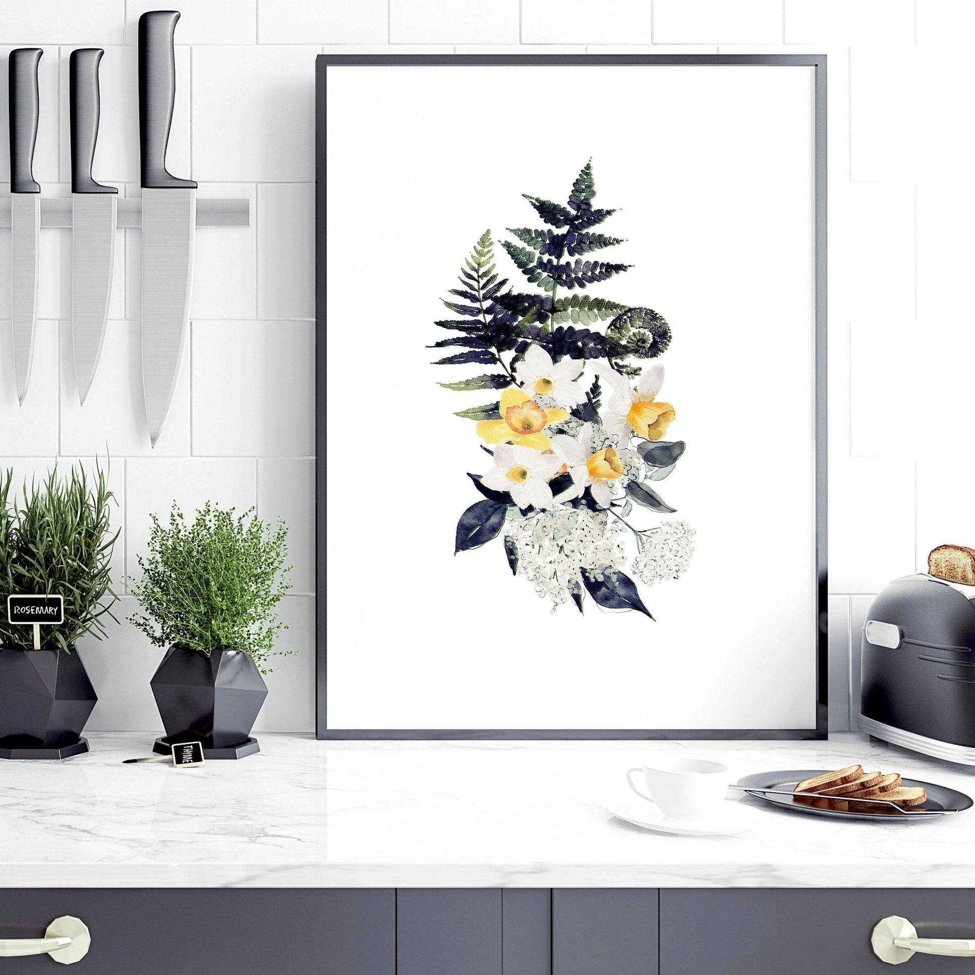 Kitchen prints for walls | set of 2 wall art prints