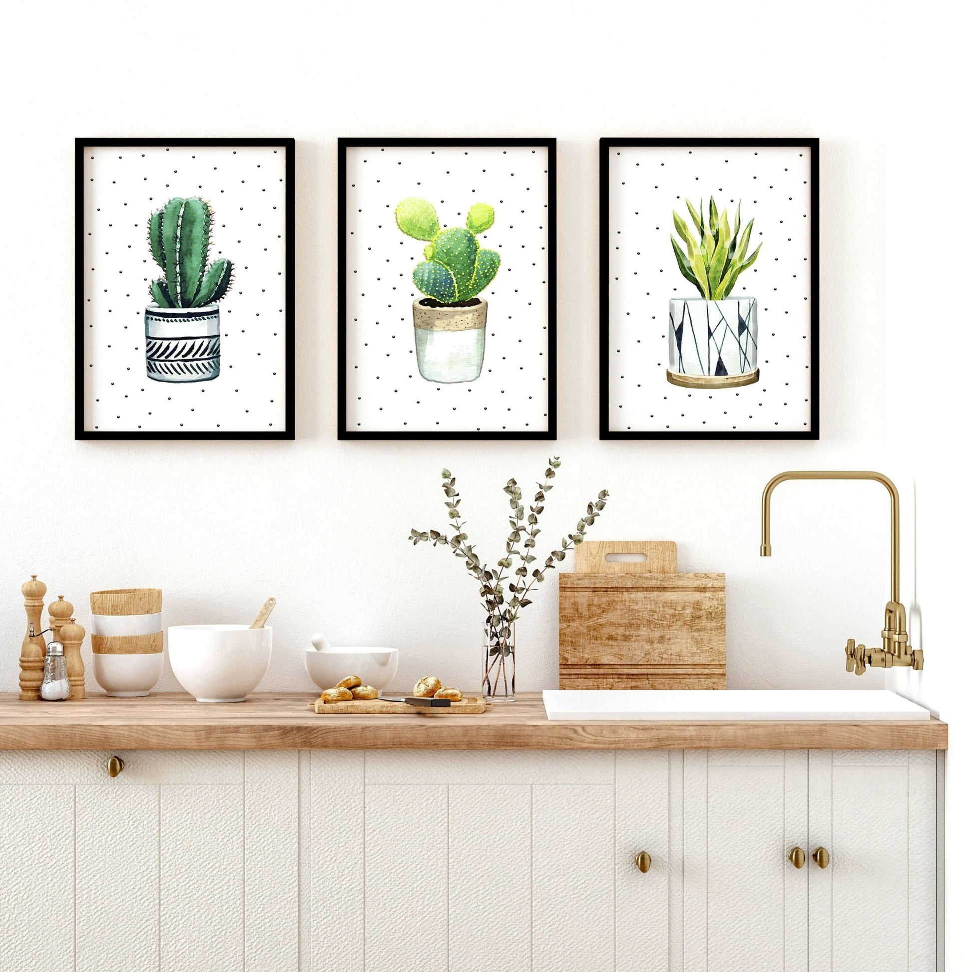 Kitchen wall art | set of 3 Succulents prints