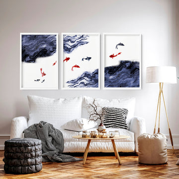 Large living room picture | set of 3 wall art prints
