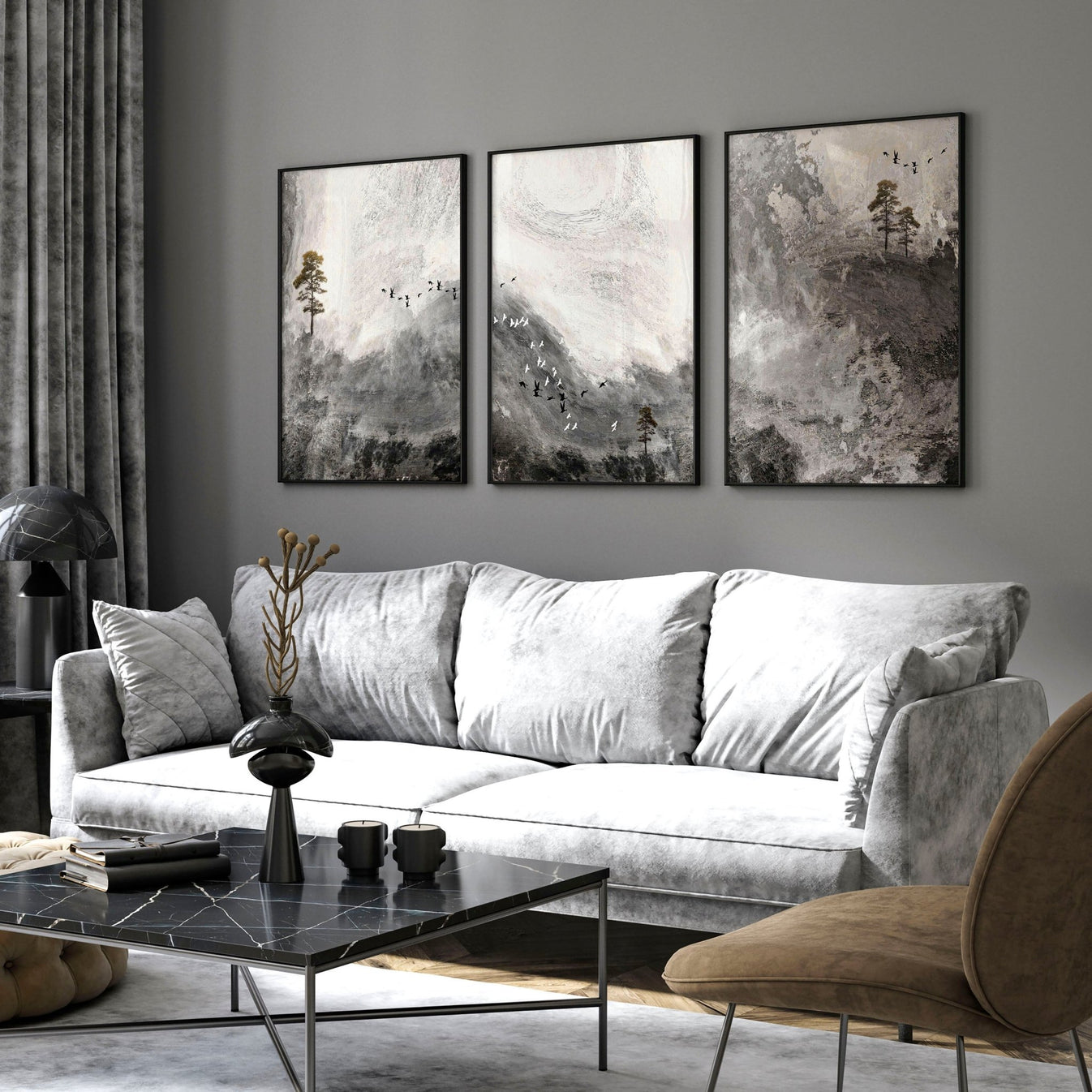 Living room art wall - Set of 3 framed wall art | About Wall Art