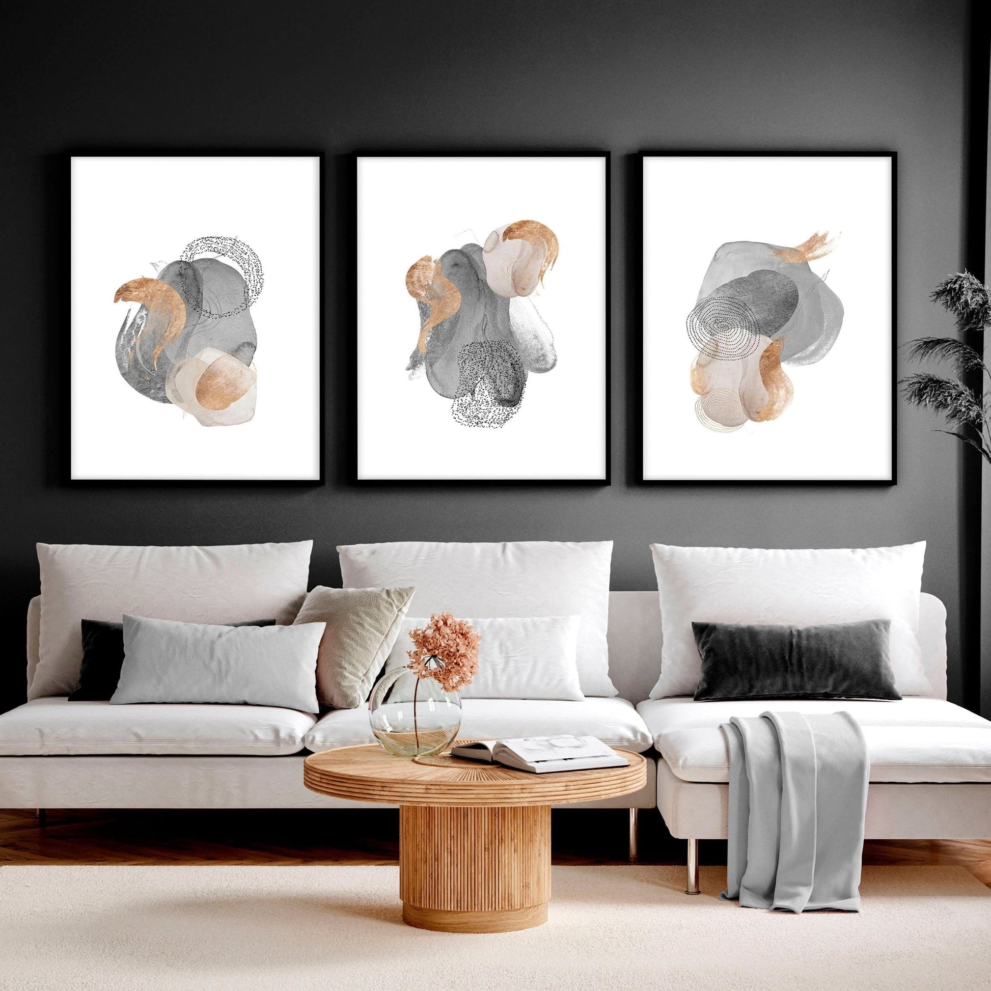 Large abstract - Set of 3 framed wall art prints - About Wall Art