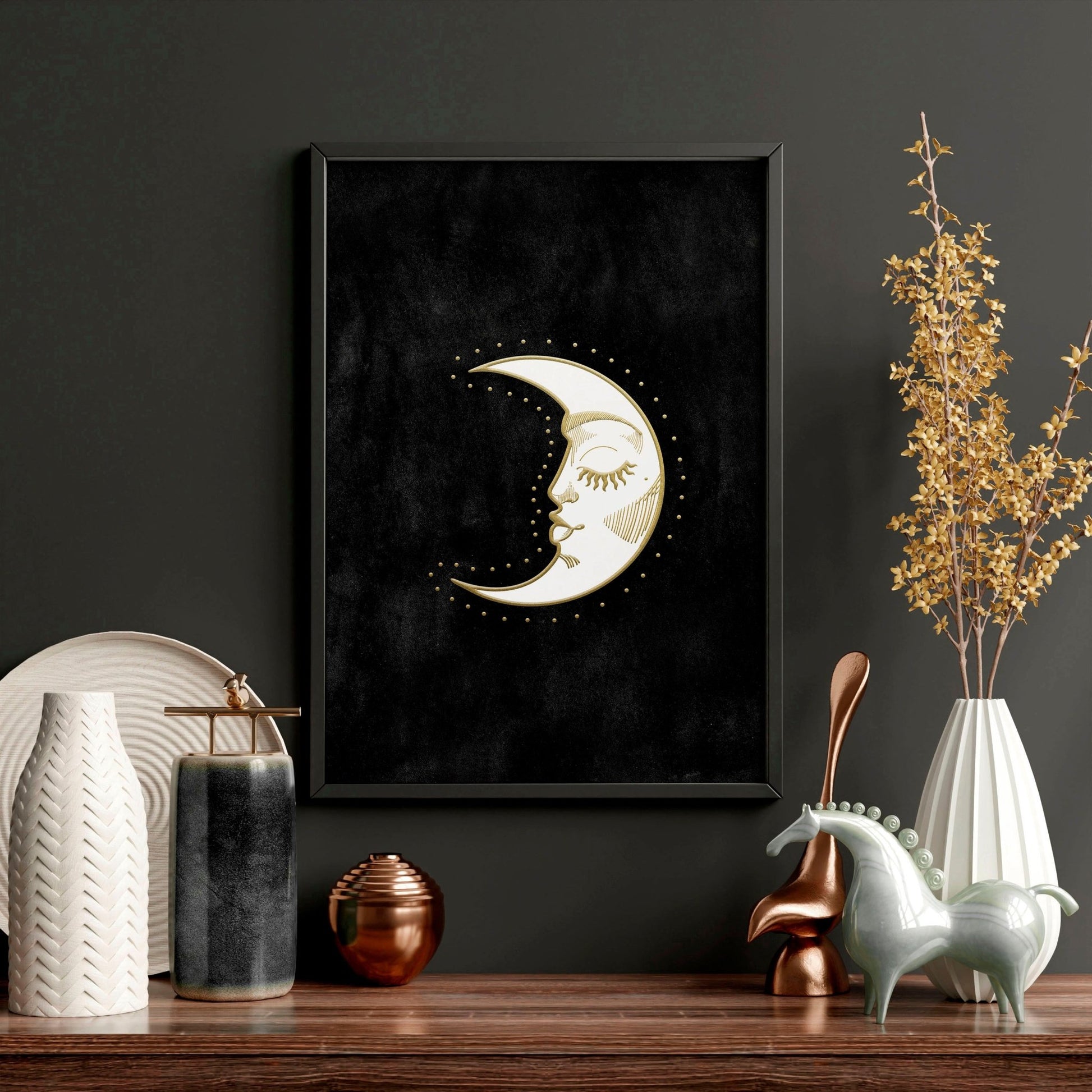 Large print for living room | Set of 2 Sun and Moon wall art