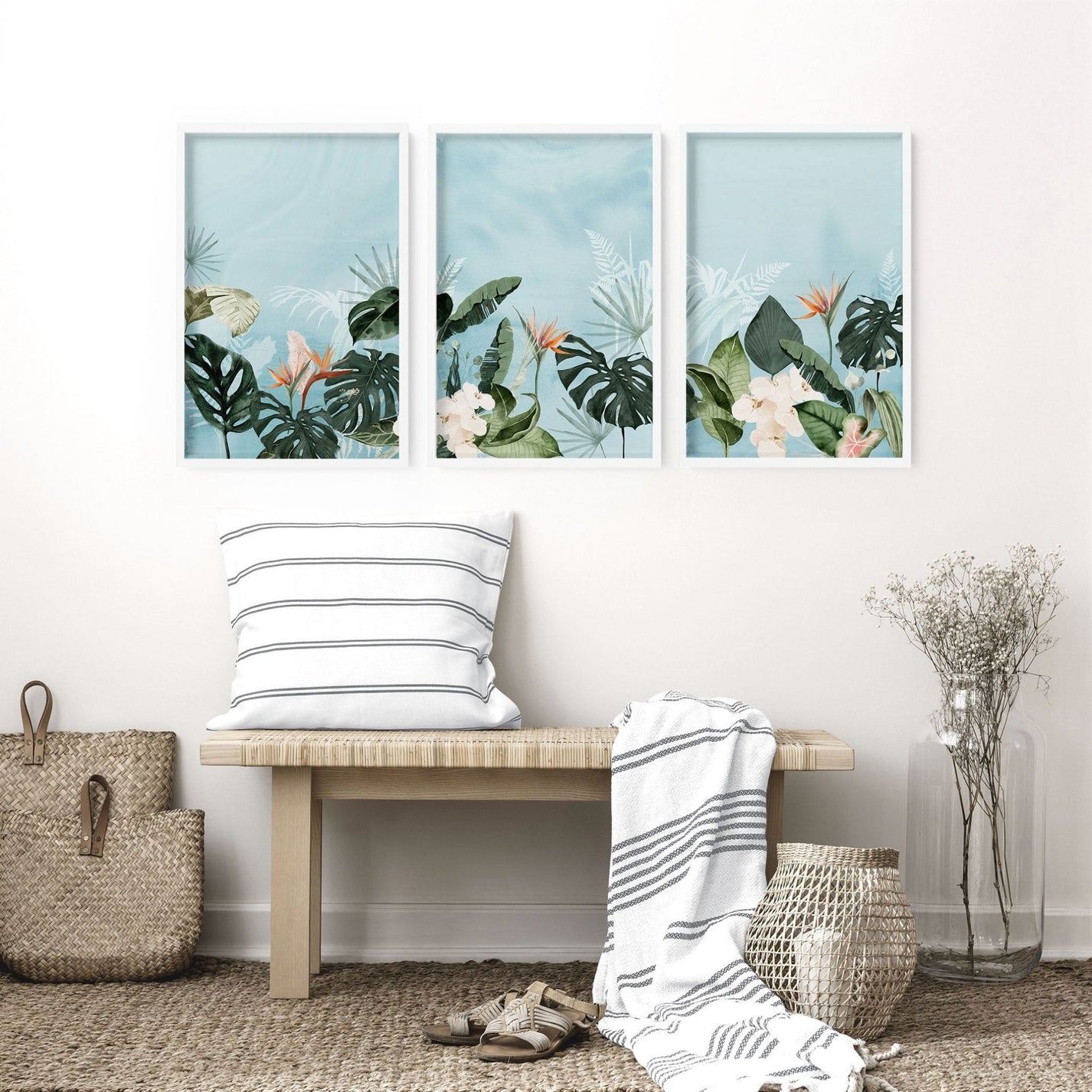 Large tropical wall art - set of 3 framed wall art | About Wall Art