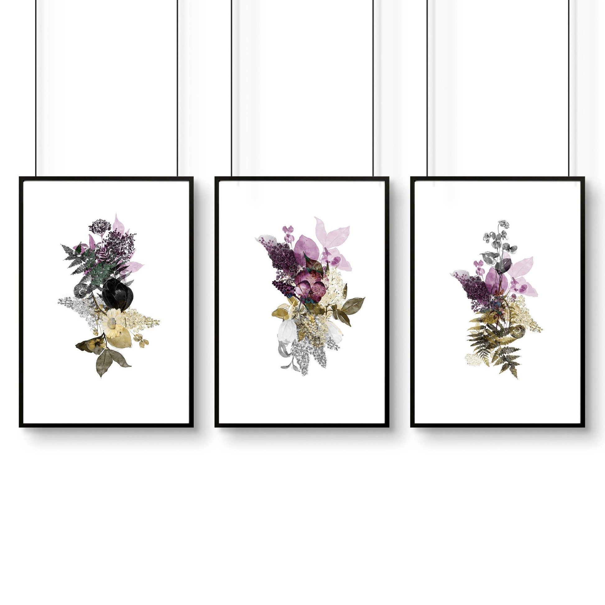 Large wall prints for a living room | set of 3 wall art prints