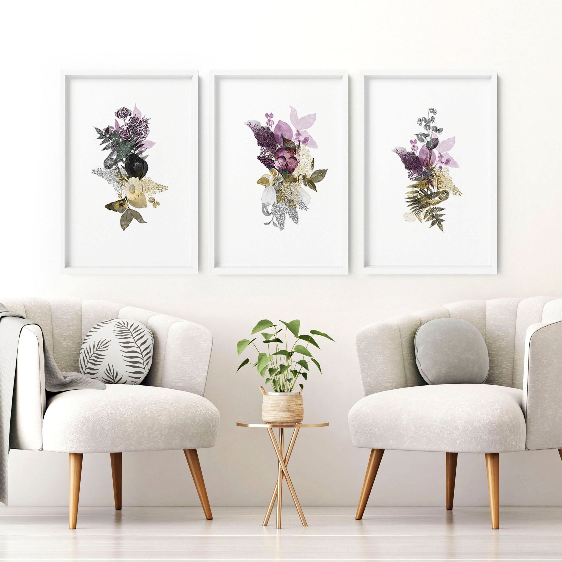 Large wall prints for a living room | set of 3 wall art prints