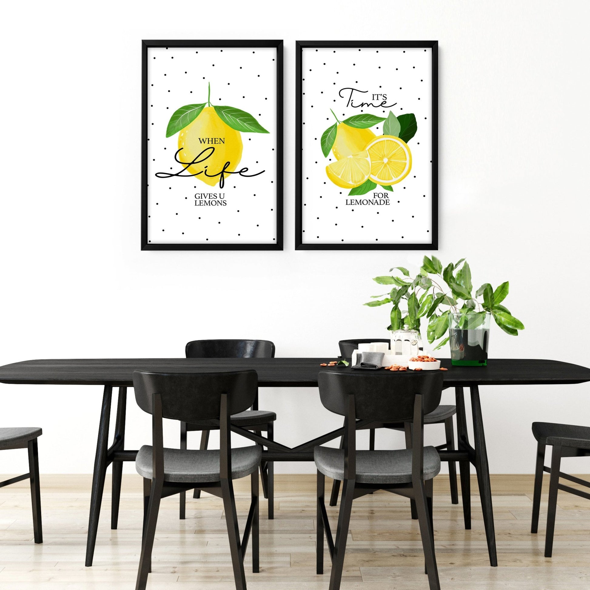 Lemons print | Set of 2 wall art prints - About Wall Art