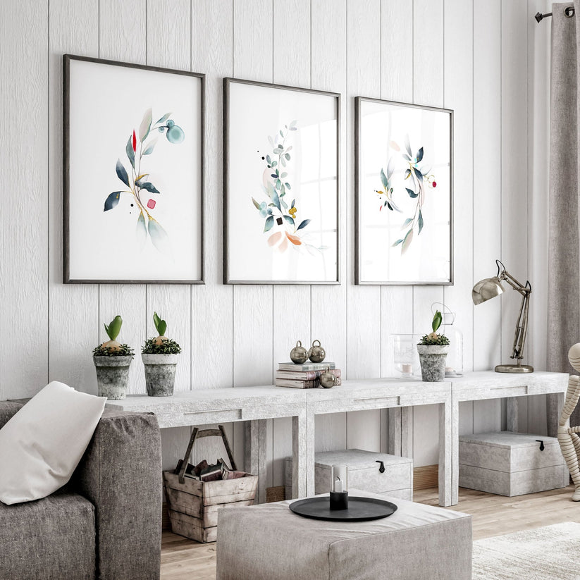Living room art | set of 3 wall art prints | About Wall Art