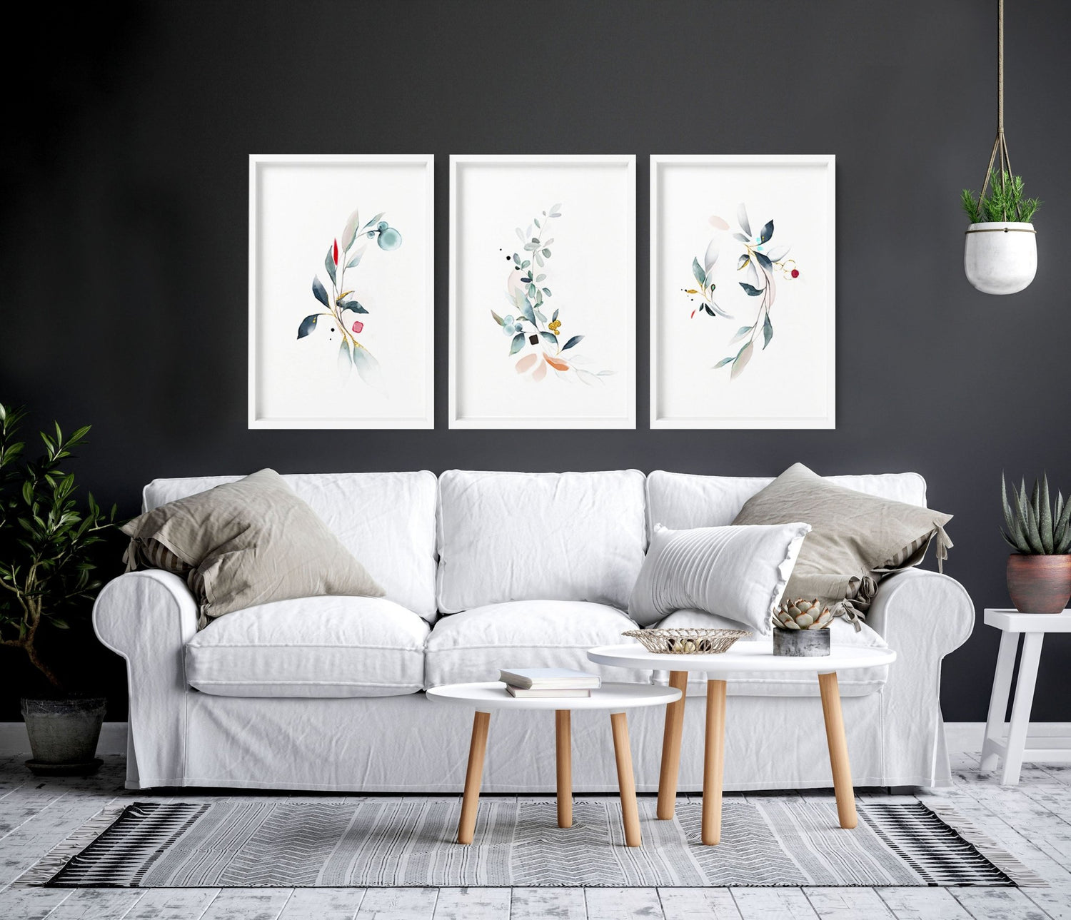 Living room art | set of 3 wall art prints | About Wall Art