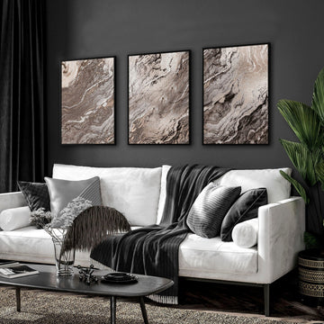 Living room wall art | set of 3 Marble wall art prints