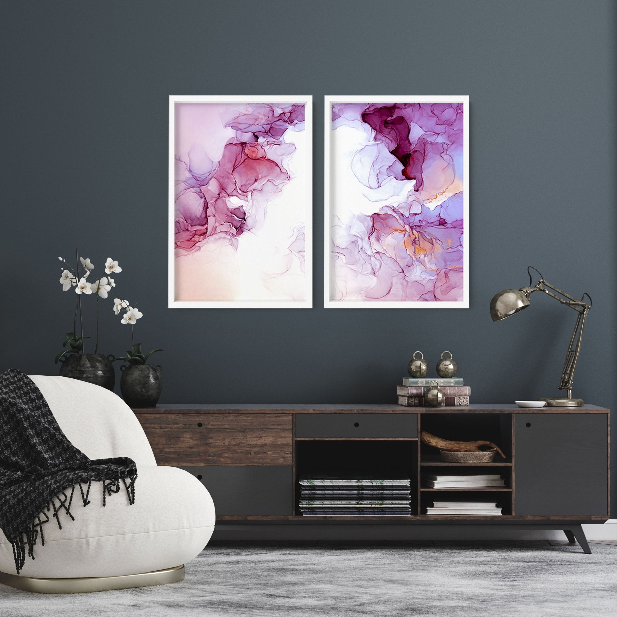 Modern Abstract Art Set of 2 discount Wall Art, Large Wall Art, Abstract Painting, Pink Abstract Set Art, Modern Wall Art, Print Abstract Pink Art