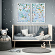 Map of the world wall decor | set of 2 wall art prints - About Wall Art