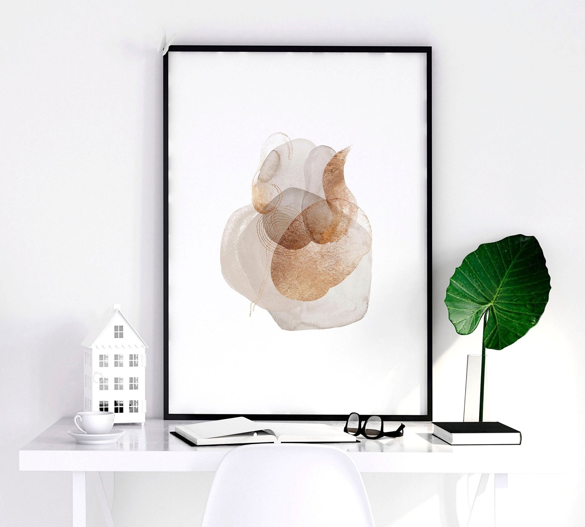 Mid century modern accent wall - Set of 3 abstract framed wall art prints - About Wall Art
