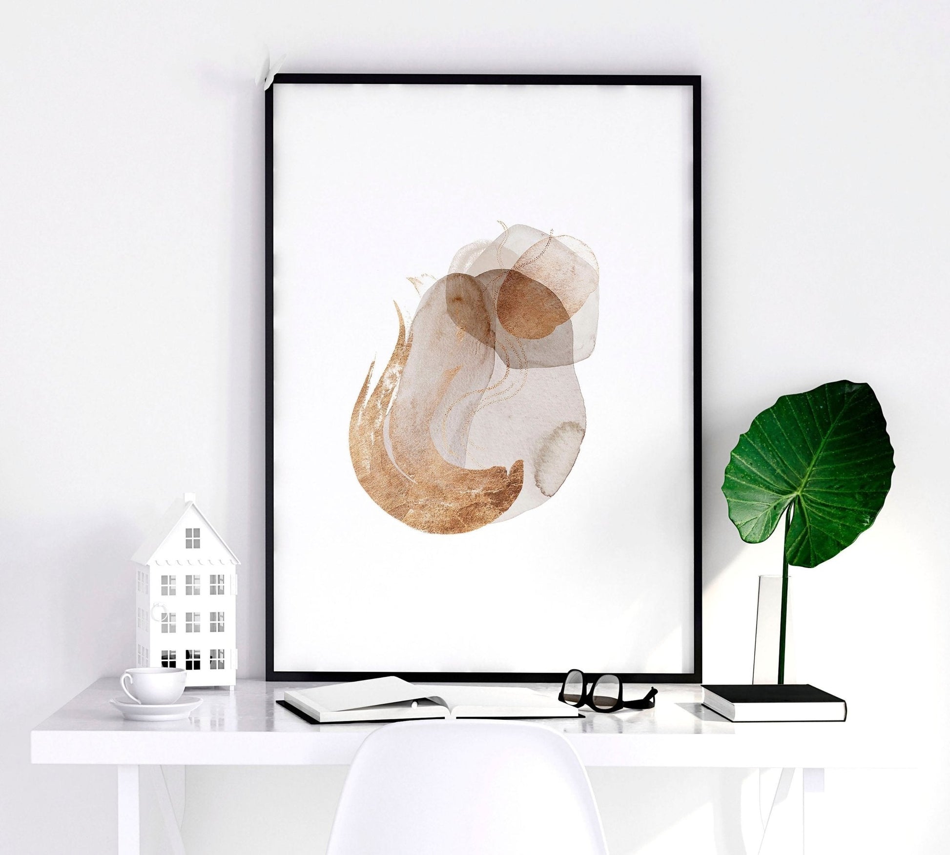 Mid century modern accent wall - Set of 3 abstract framed wall art prints - About Wall Art