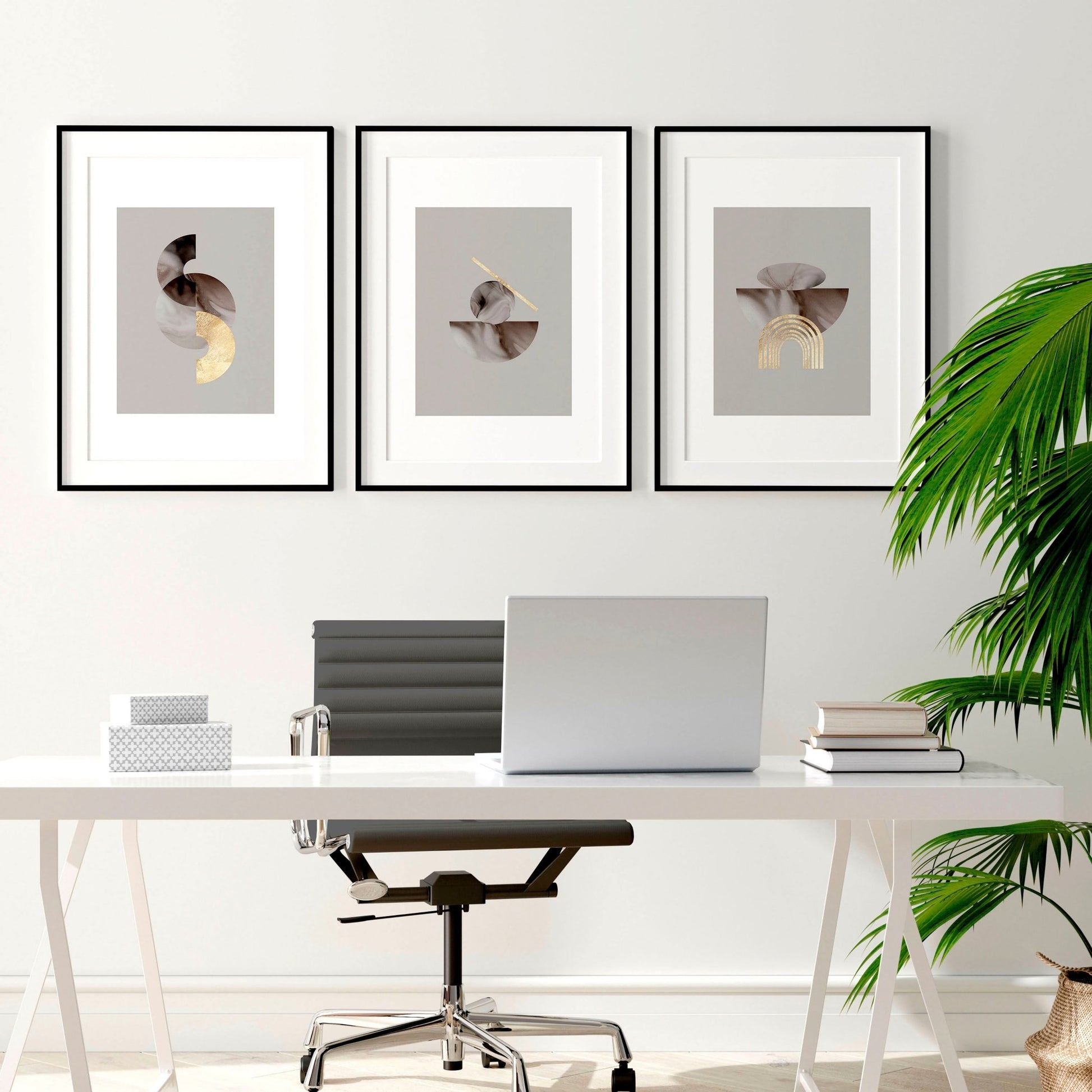 Mid century modern art for office | set of 3 wall art prints - About Wall Art