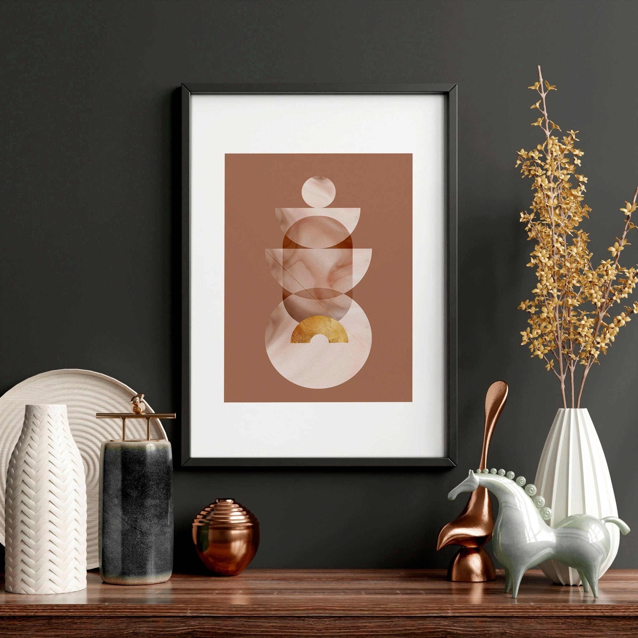 Mid century modern artwork - set of 3 framed wall art prints
