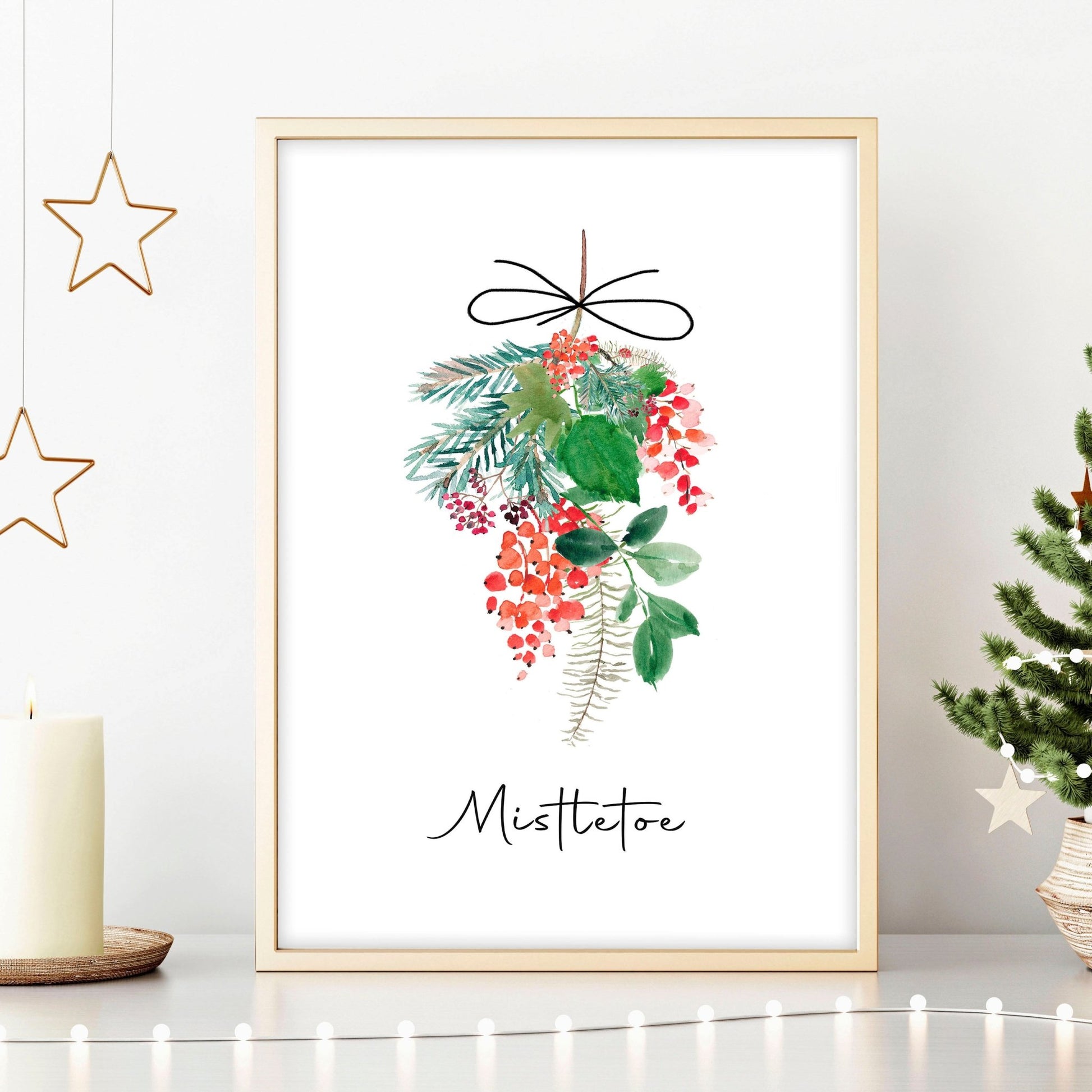 Mistletoe painting | Wall art print for Christmas decor - About Wall Art