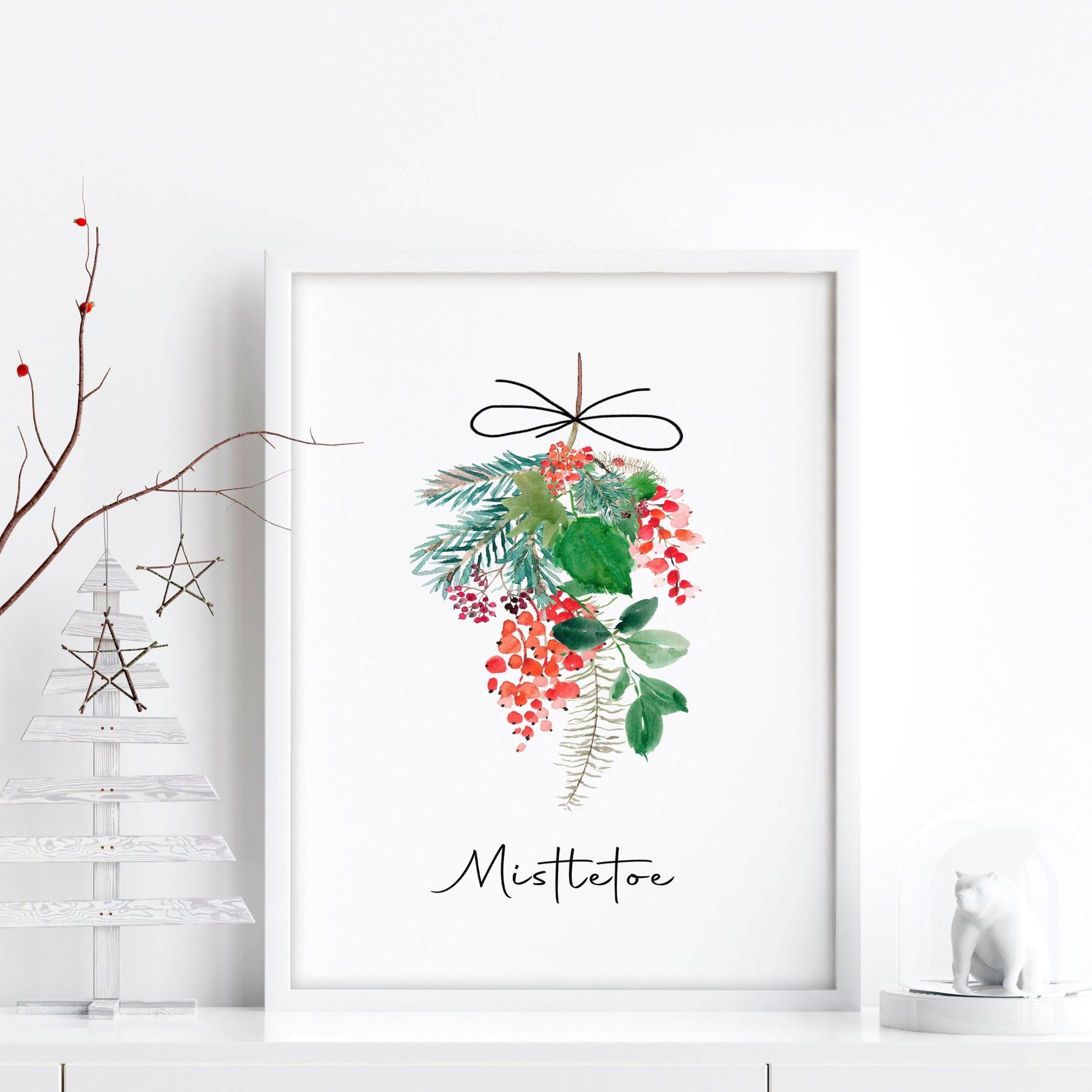Christmas wall decorations indoor | Mistletoe wall art print