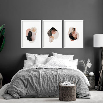 Modern abstract art prints | set of 3 Bedroom wall art