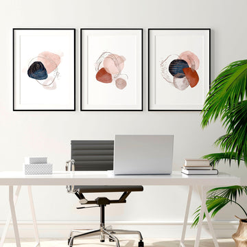 Arte de pared masculino de 3 piezas para una decoración de escritorio de oficina en casa maximalista, conjunto de arte de pared de galería de moda grande de mediados de siglo enmarcado para dormitorio de hombres