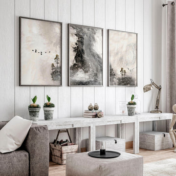 Neutral Art wall living room | set of 3 art prints - About Wall Art