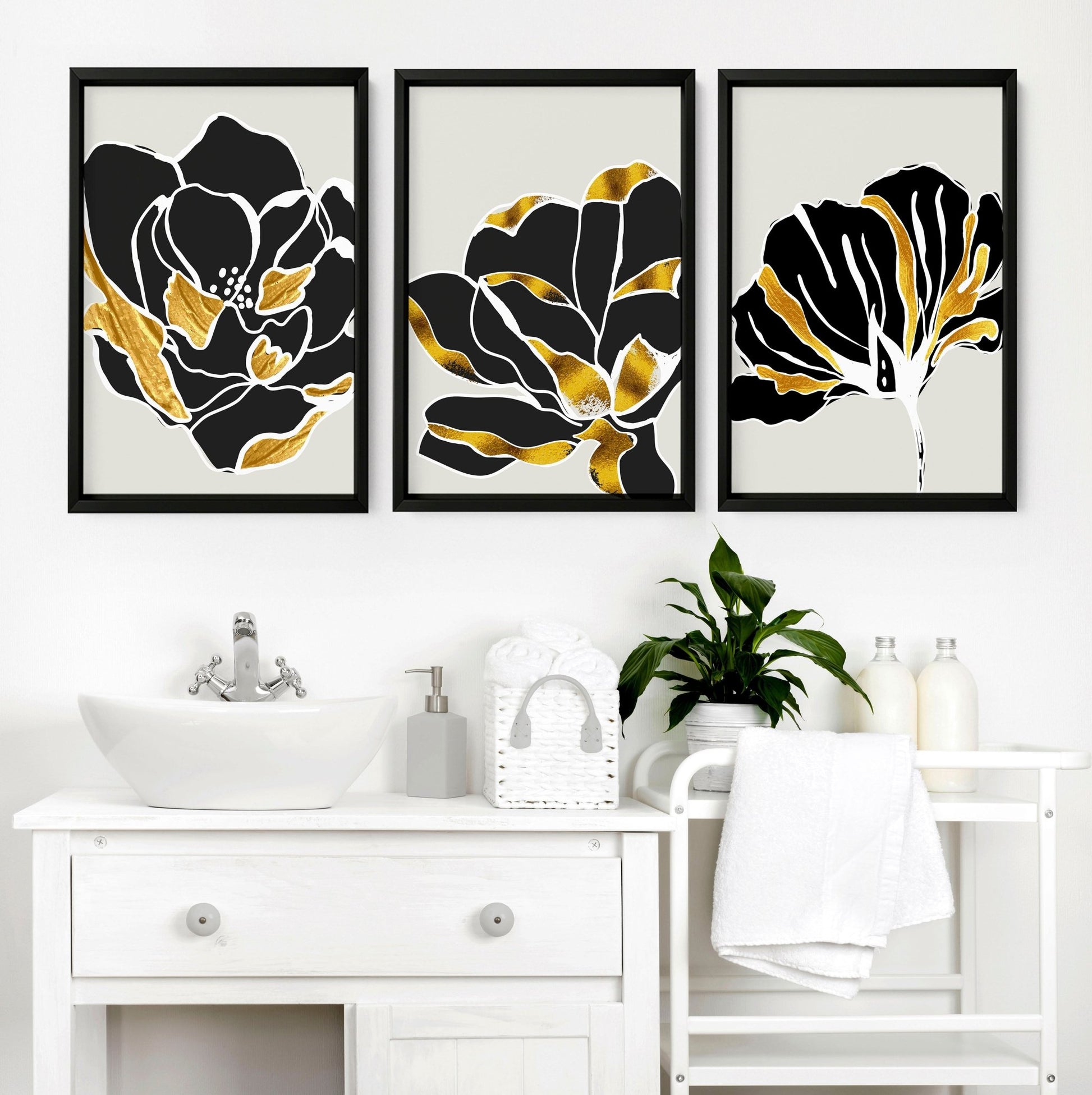 3-Piece Minimalist Metal Wall Art - Female Silhouette Decor For Bedroom, Living Room, Bathroom
