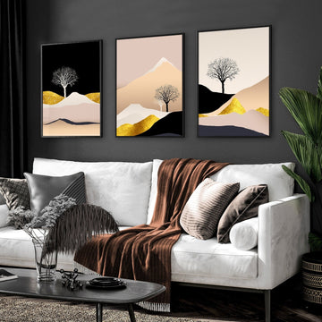 Nordic modern artwork for living room | set of 3 wall art prints