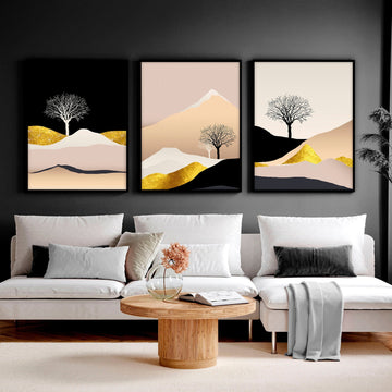 Nordic modern artwork for living room | set of 3 wall art prints - About Wall Art