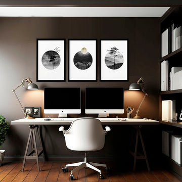 Scandinavian Interior Design | set of 3 wall art for home office decor