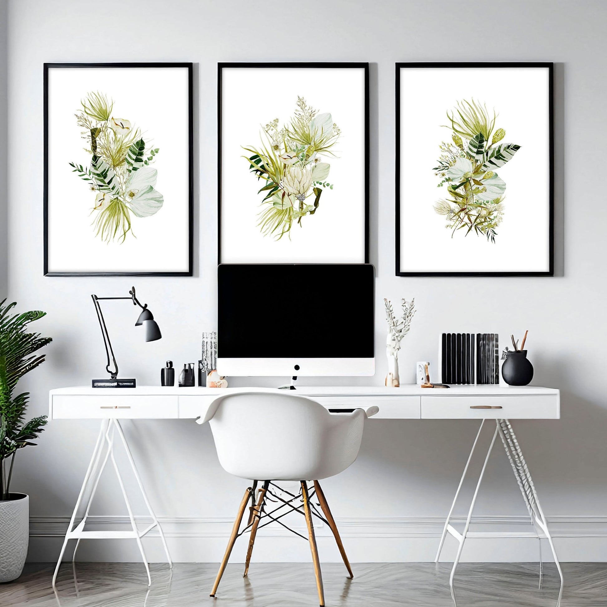 Office desk decor ideas | set of 3 wall art prints