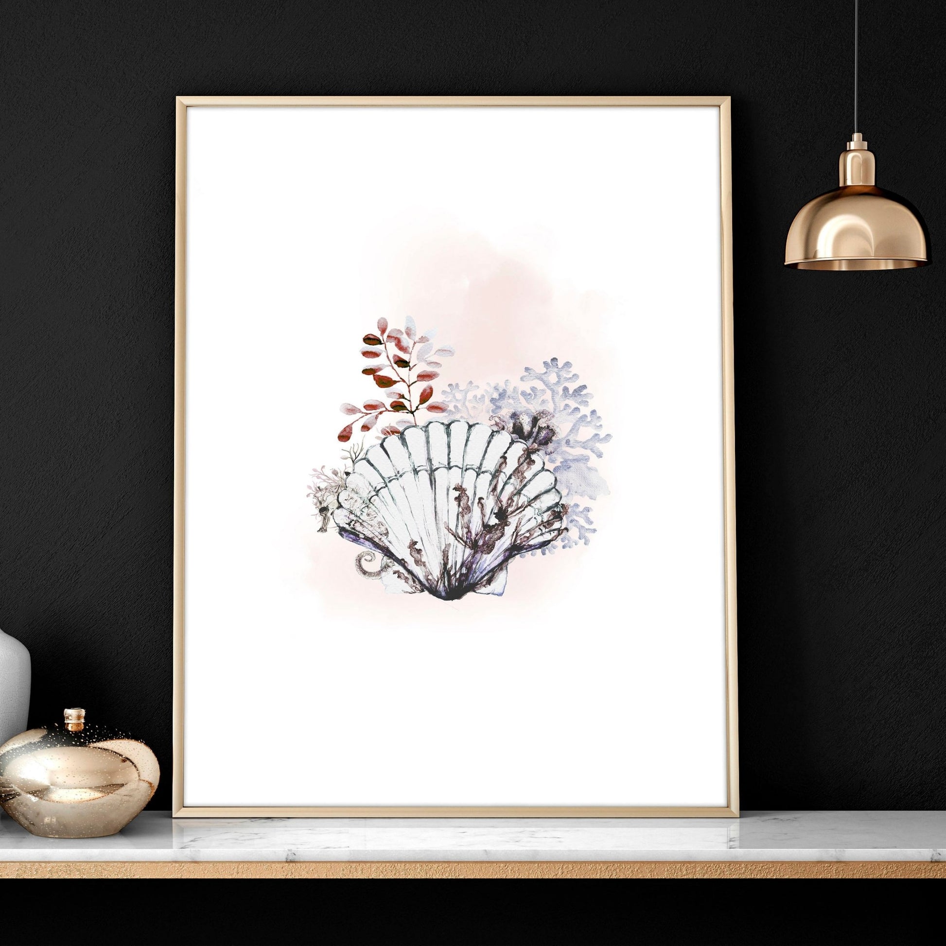 Office wall artwork | set of 3 Seashells wall art prints
