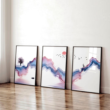 Wall art set of 3 | set of 3 posters of art for office
