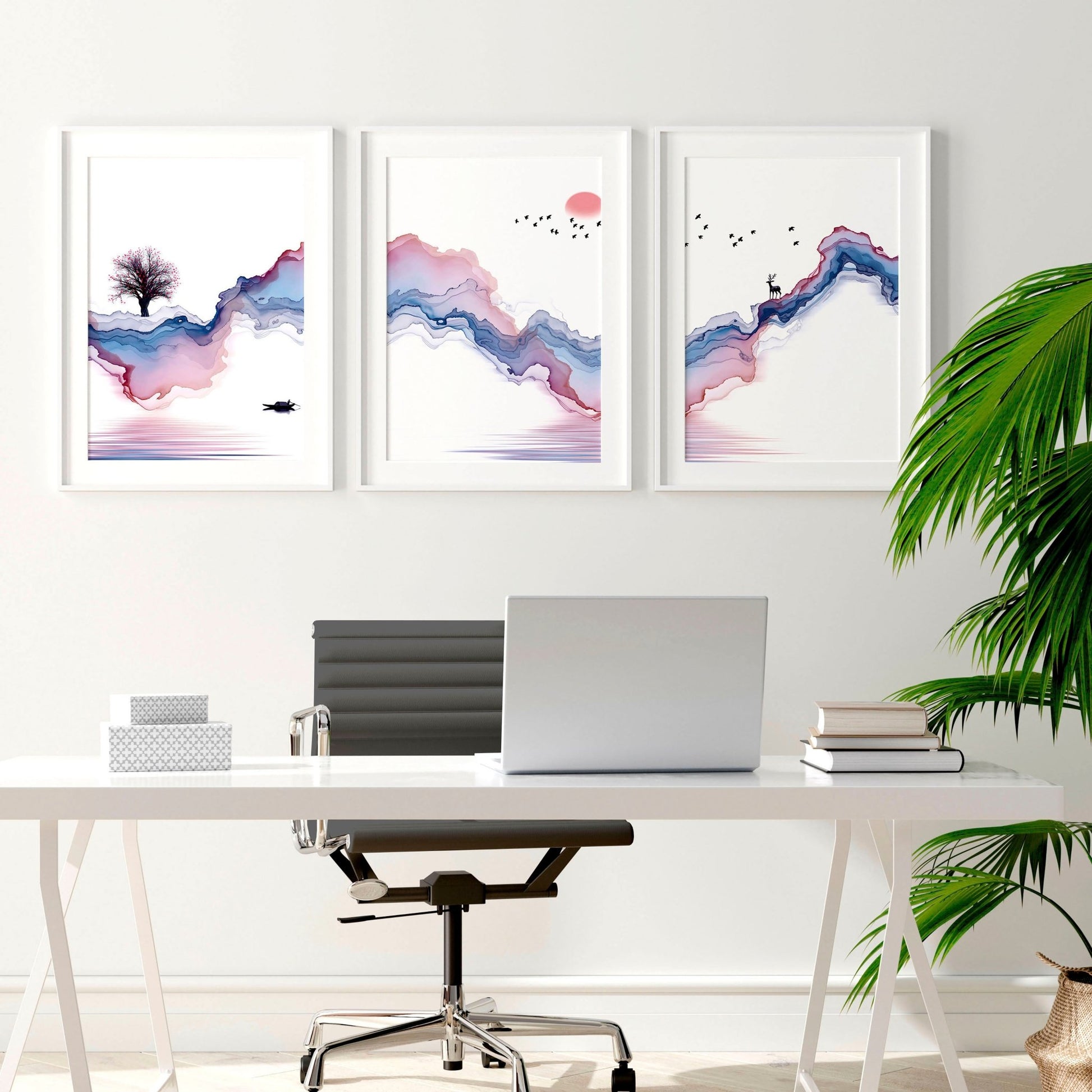 Wall art set of 3 | set of 3 posters of art for office - About Wall Art