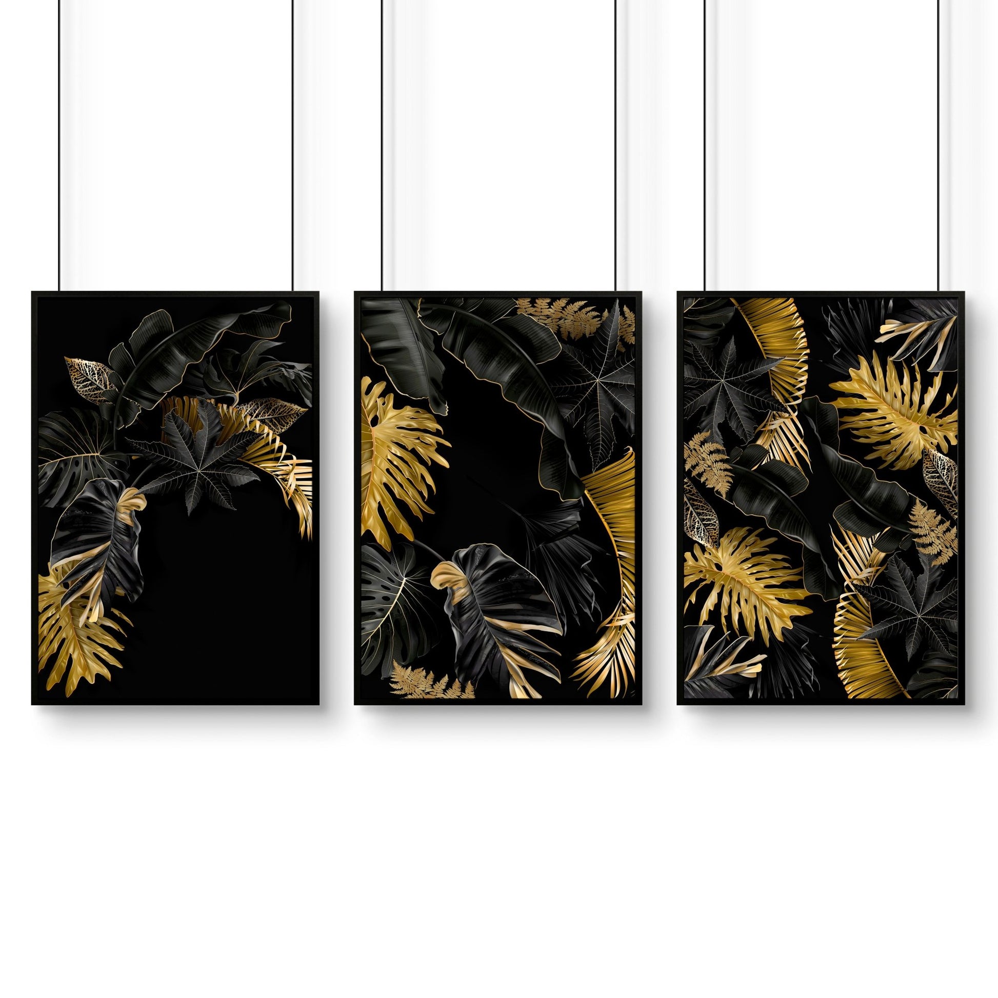 Office decor for walls | set of 3 Tropical gold wall art prints