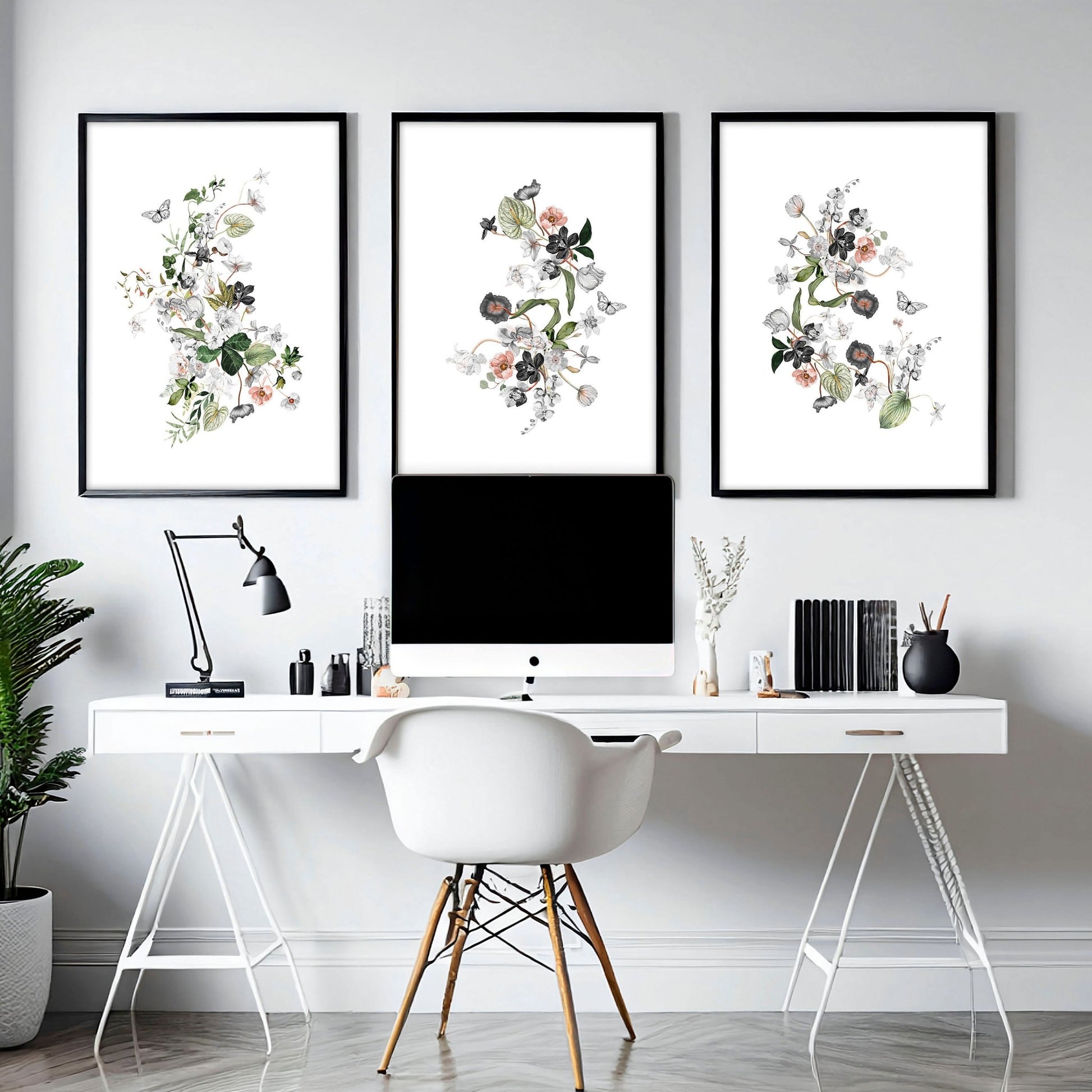 Paintings for home office | set of 3 wall art prints