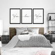 Paper anniversary gift | set of 3 wall art prints for Bedroom
