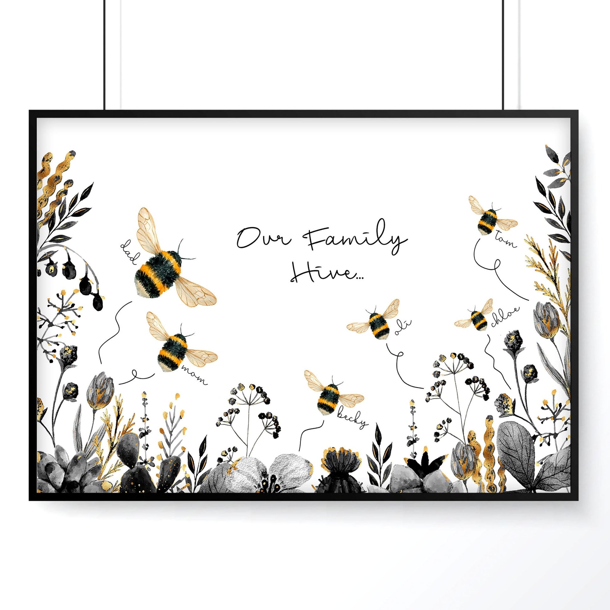Personalized gifts for family | Bumble bee wall art - About Wall Art