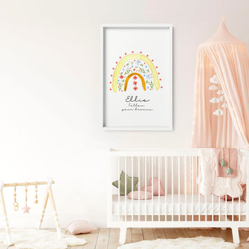 Rainbow nursery decor | Personalized wall art prints