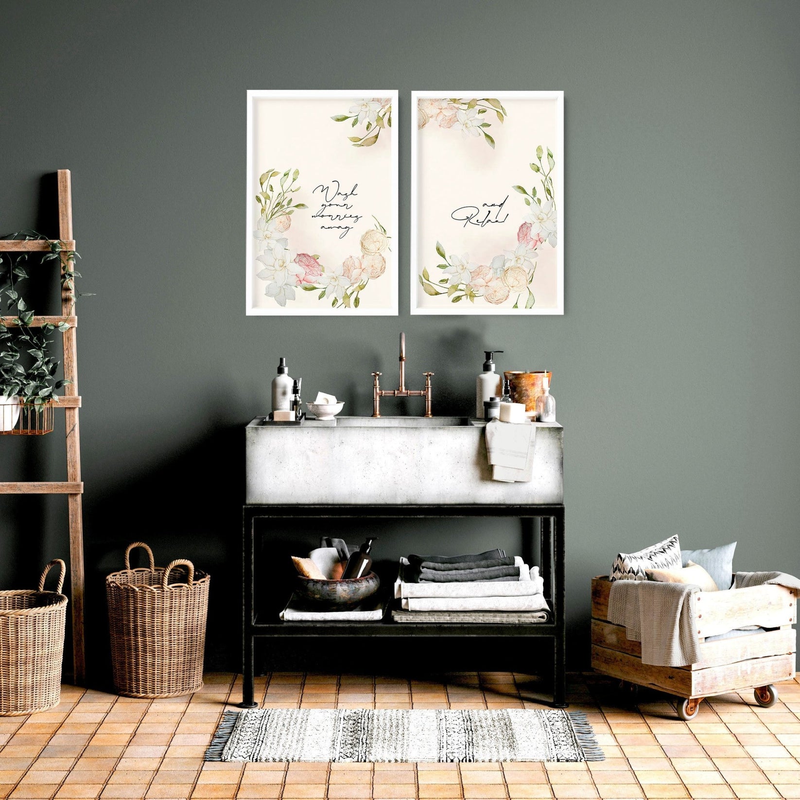 Bathroom art prints - Set of 2 framed wall art | About Wall Art