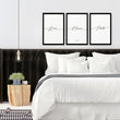 Love word art for walls | set of 3 Bedroom wall art prints