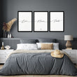 Love word art for walls | set of 3 Bedroom wall art prints