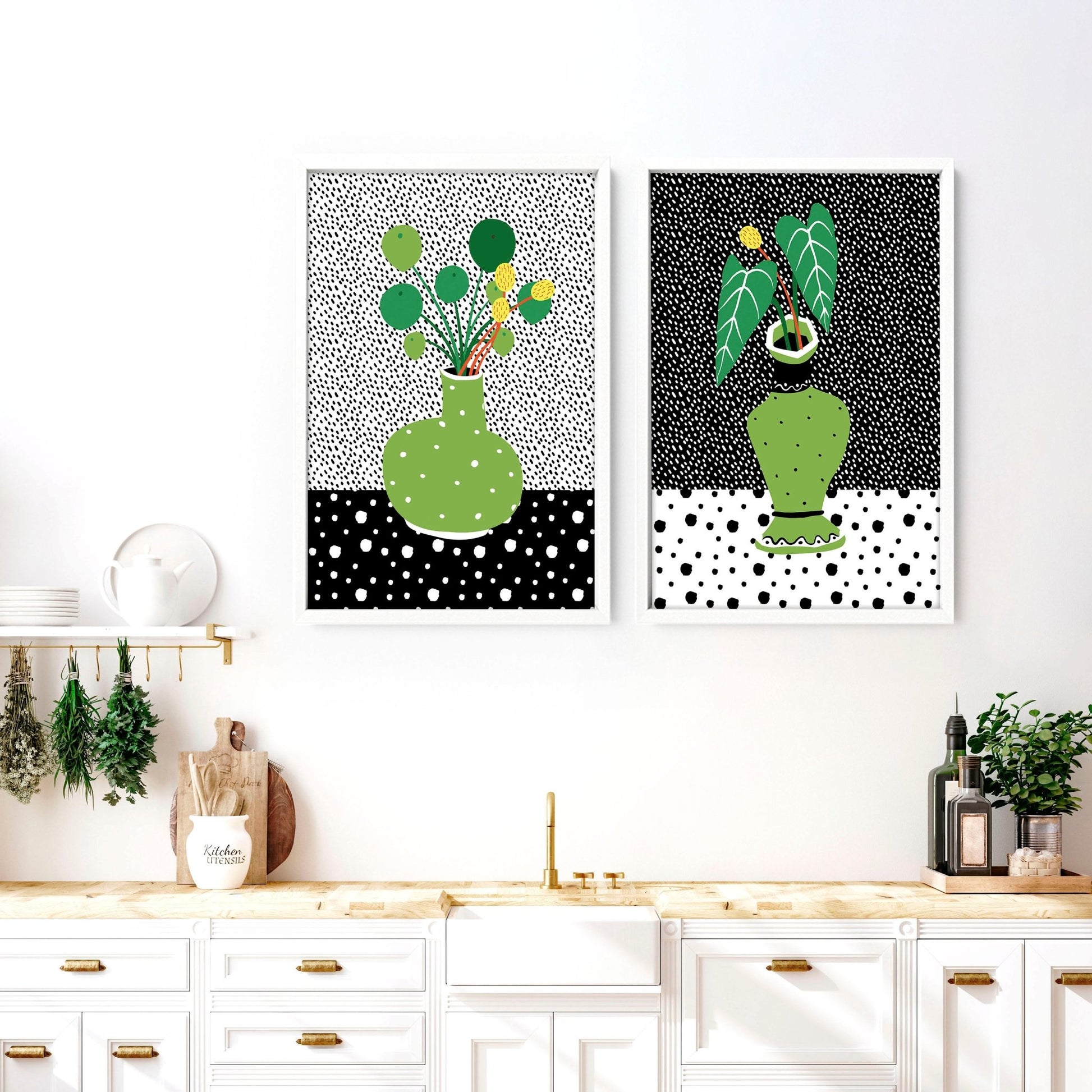 Prints for a kitchen wall | set of 2 wall art prints