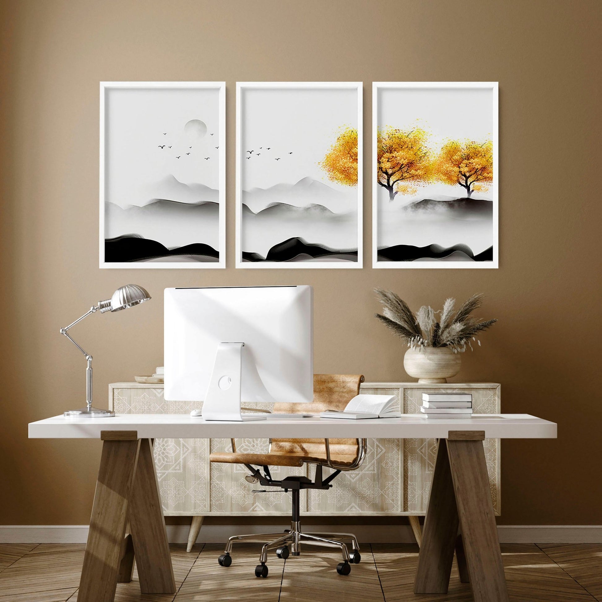 Office prints for the wall | set of 3 framed wall art