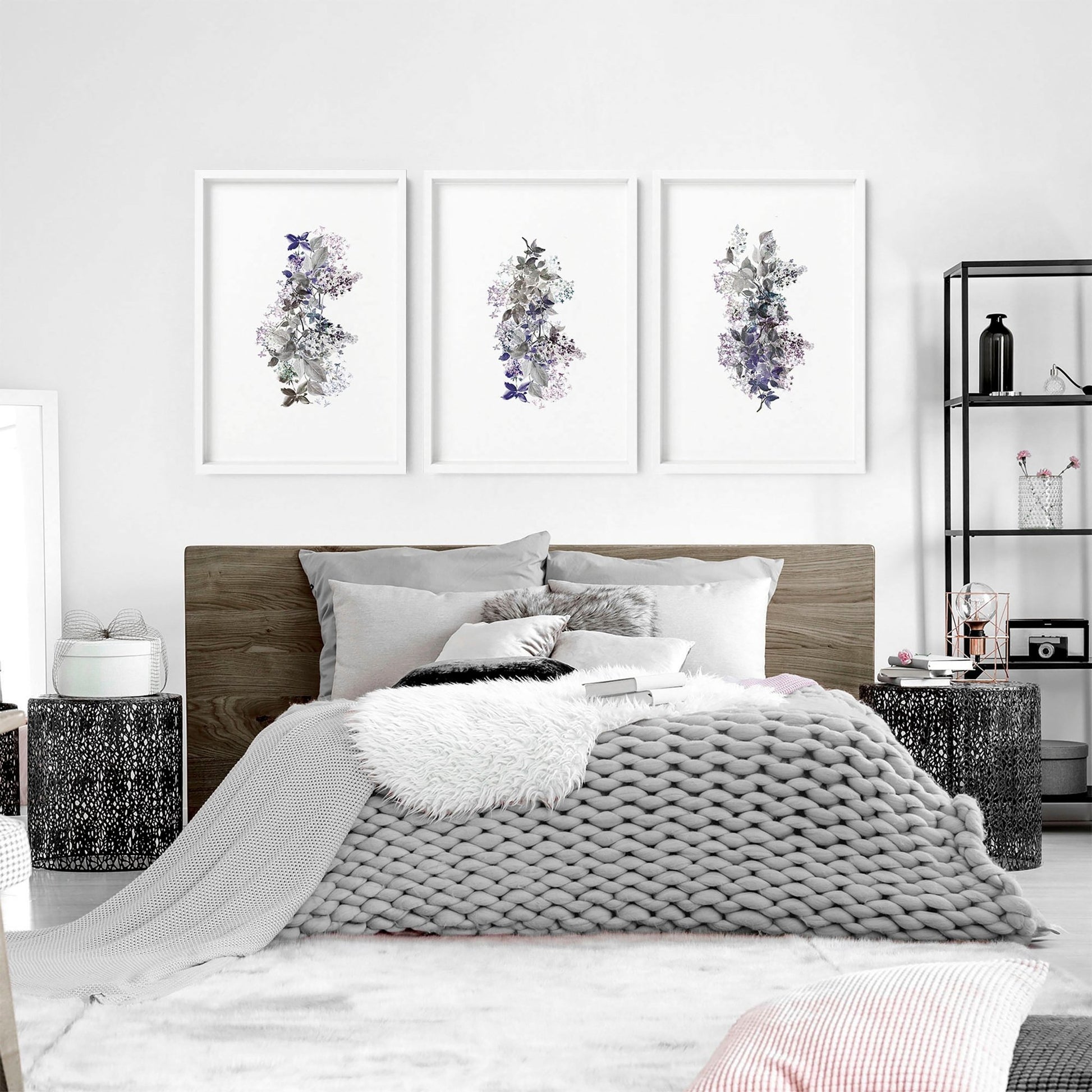 Prints for bedrooms | set of 3 Shabby Chic Floral wall art